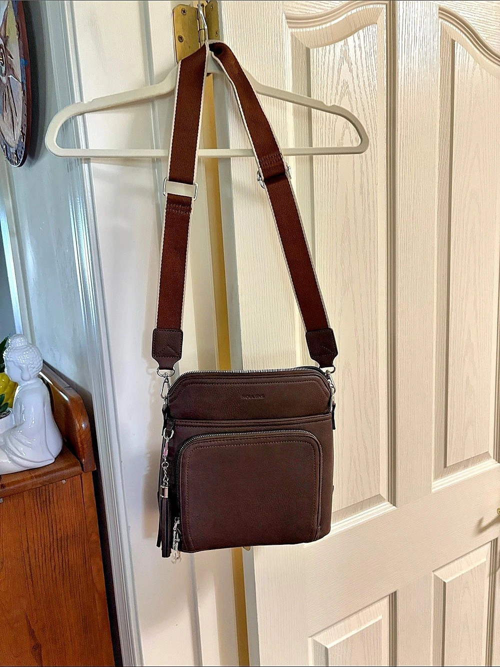 Roulens Multi-Pocket Crossbody Bag Brown